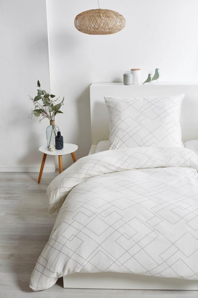 Primera Bettwäsche Bio Crepe Mosaik, Seersucker, 2 teilig, mit feinem Linienmuster Bild 1