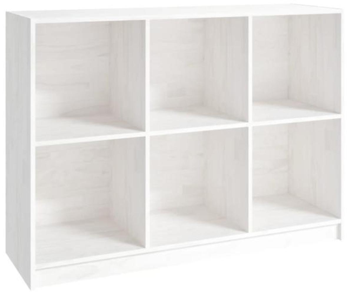 vidaXL Bücherregal Weiß 104 x 33 x 76 cm Massivholz Kiefer [SKU:809967] Bild 1