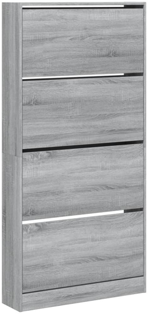 vidaXL Schuhschrank mit 4 Klappen Grau Sonoma 80x21x163,5 cm 3214369 Bild 1