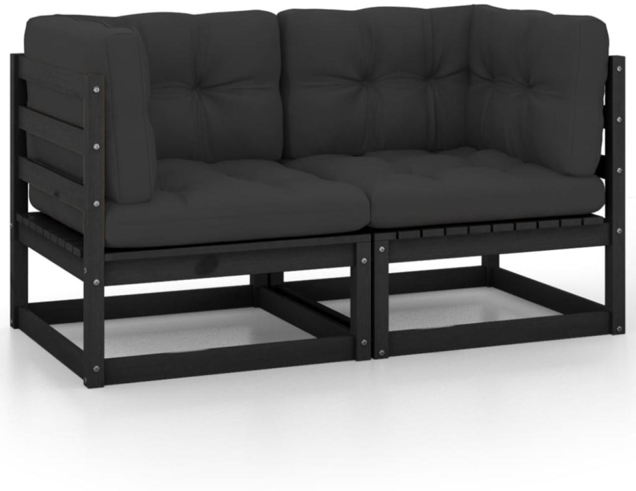 vidaXL Gartensofa 2-Sitzer mit Kissen Schwarz Kiefer Massivholz 805734 Bild 1