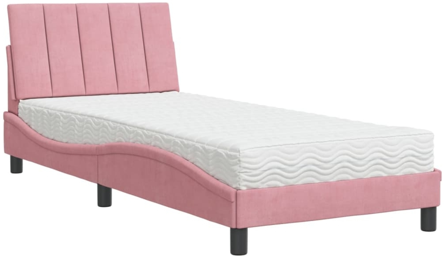 vidaXL Bett mit Matratze "Hanko" Rosa 90x200 cm Samt 3208579 Bild 1