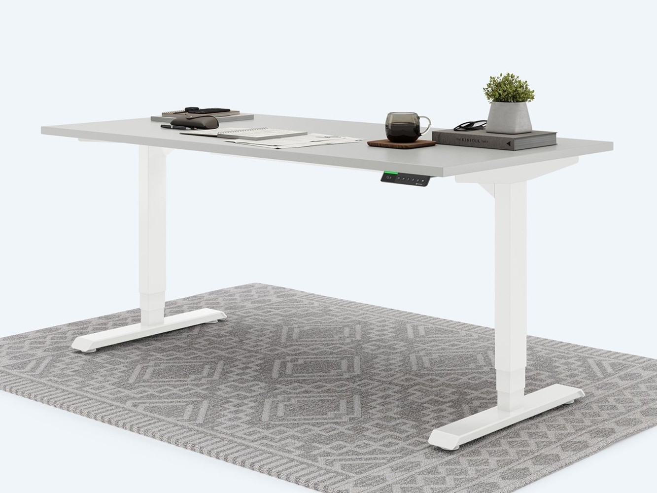 Desktopia Pro X - Elektrisch höhenverstellbarer Schreibtisch / Ergonomischer Tisch mit Memory-Funktion, Grau, Gestell Weiß, 120x80 cm Bild 1