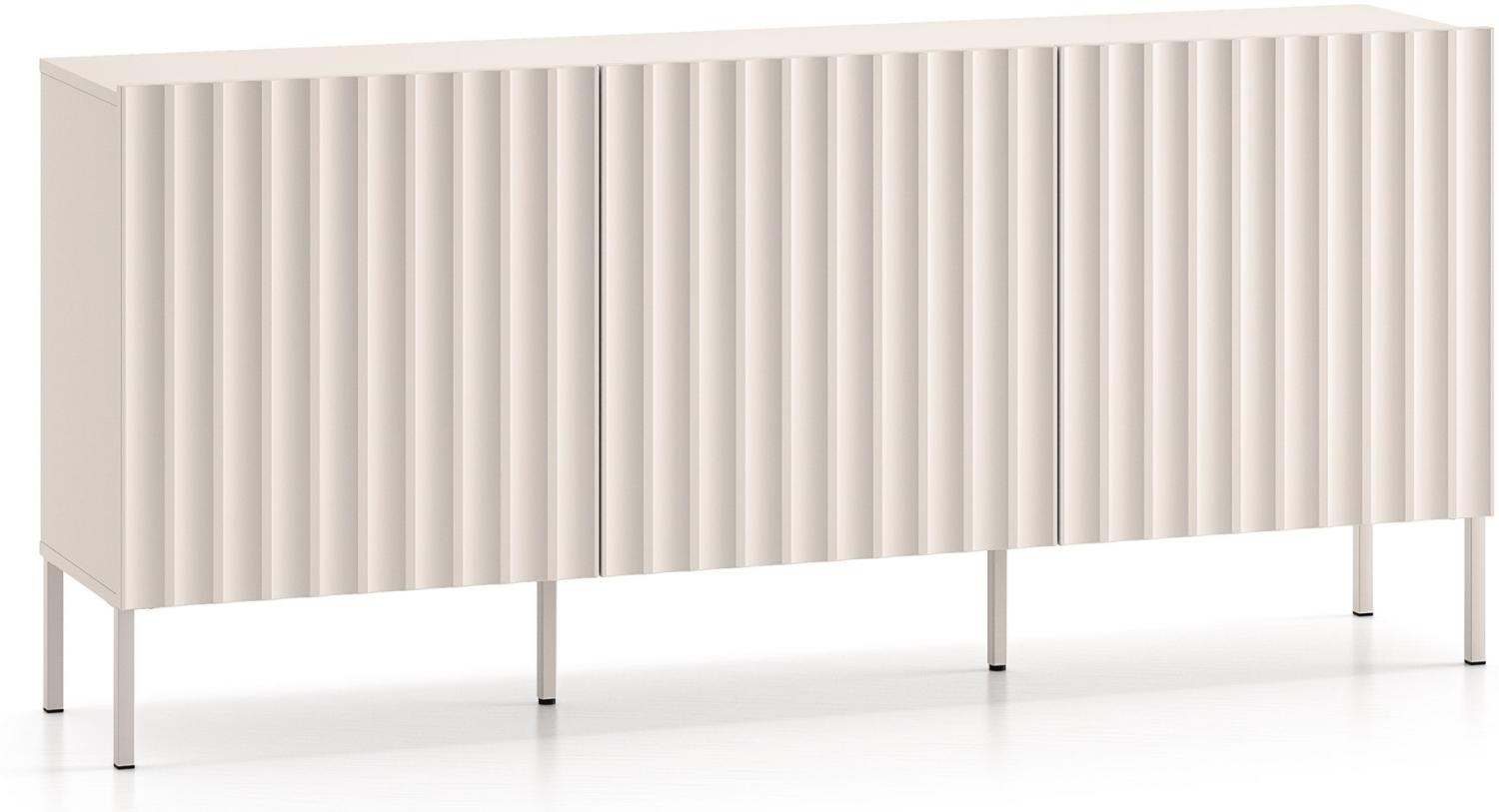 Selsey Derriva - Sideboard 3-türig mit geriffelten Fronten, hellbeige, 170 cm Bild 1