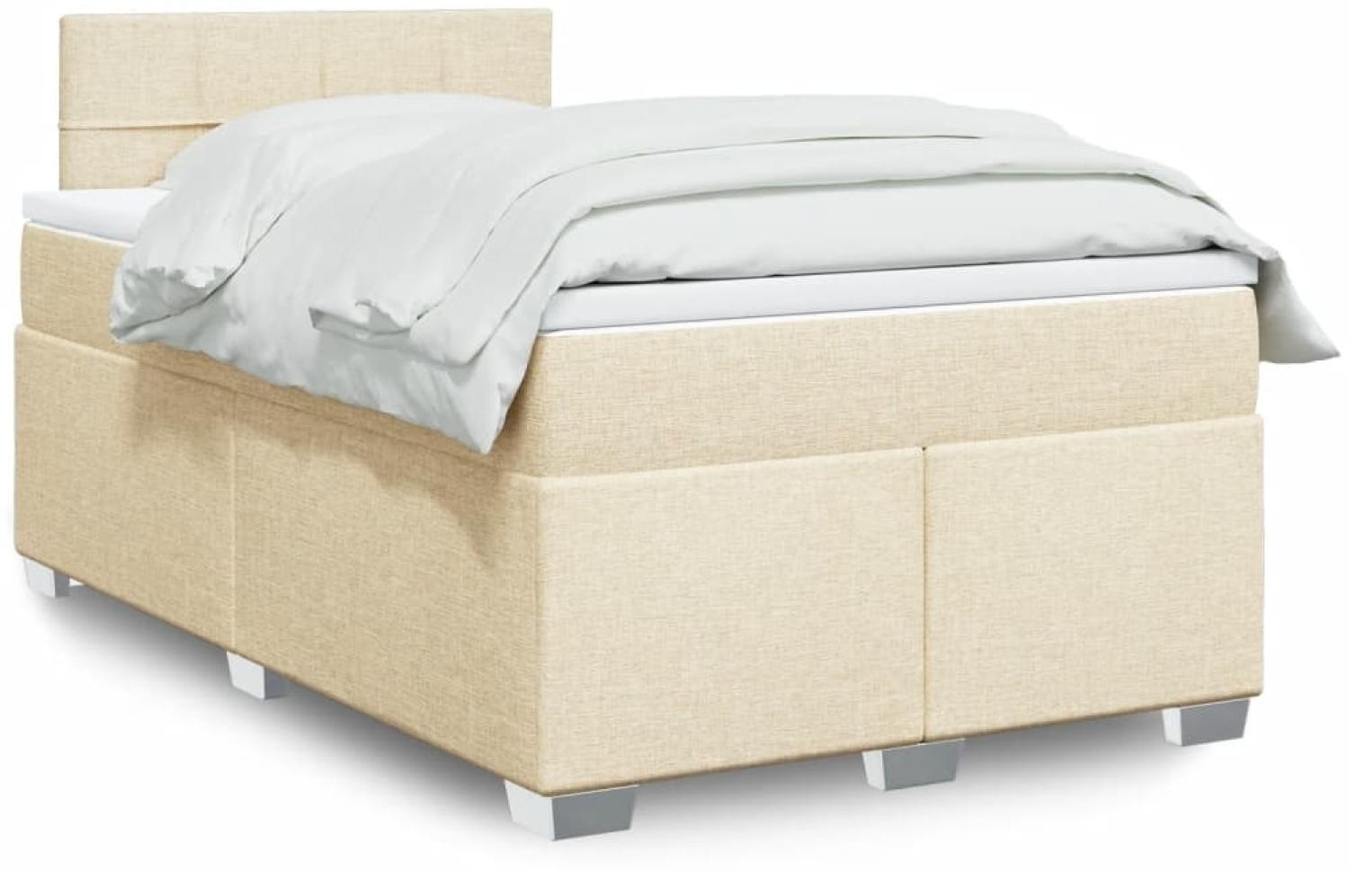 vidaXL Boxspringbett mit Matratze Creme 120x190 cm Stoff 3288132 Bild 1