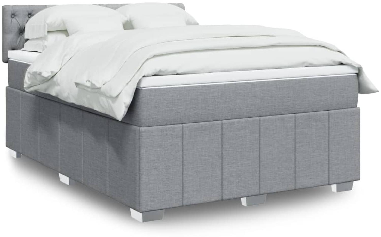 vidaXL Boxspringbett mit Matratze Hellgrau 160x200 cm Stoff 3289426 Bild 1