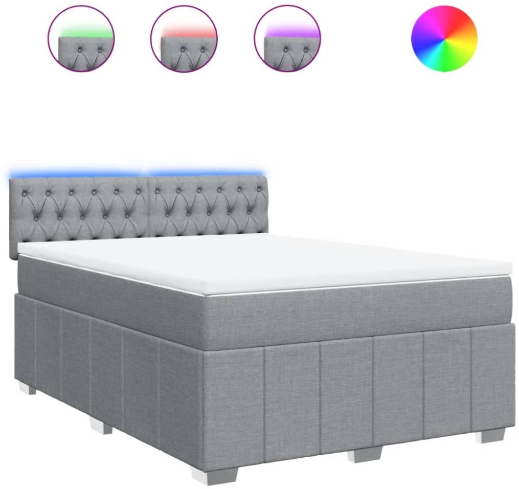 vidaXL Boxspringbett mit Matratze Hellgrau 160x200 cm Stoff 3289426 Bild 1