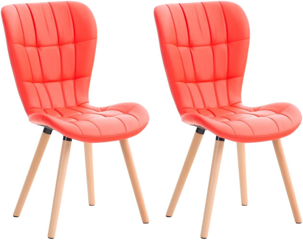 CLP 2er Set Esszimmerstuhl Elda mit robustem Holzgestell,rot Kunstleder Bild 1