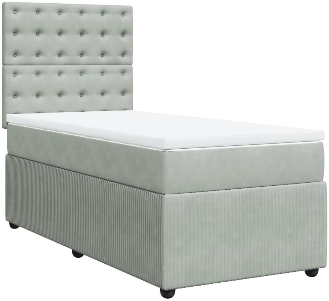 vidaXL Boxspringbett mit Matratze Hellgrau 90x200 cm Samt 3292250 Bild 1