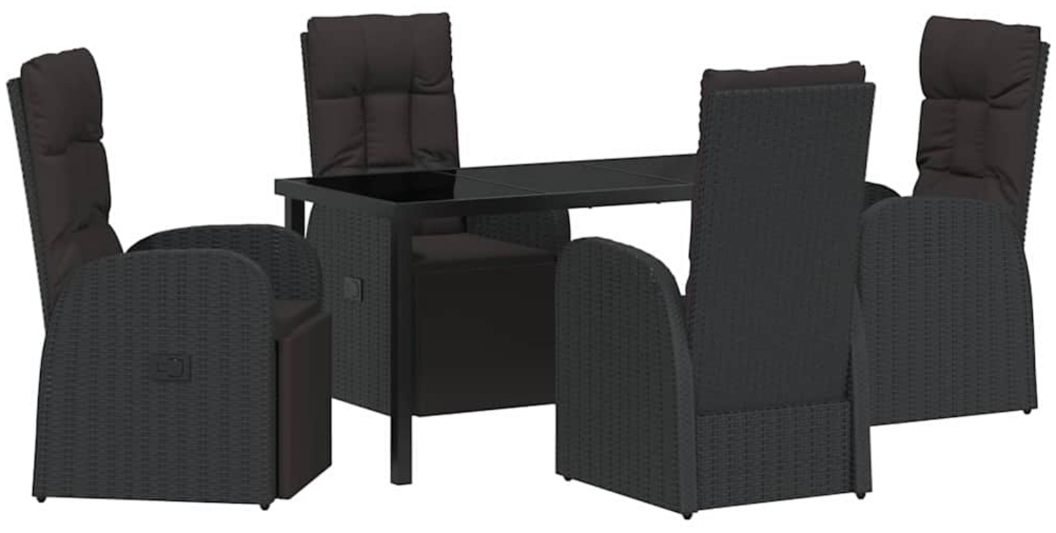 vidaXL Garten Essgruppe mit Kissen 5 pcs Schwarz Poly-Rattan 3379515 Bild 1