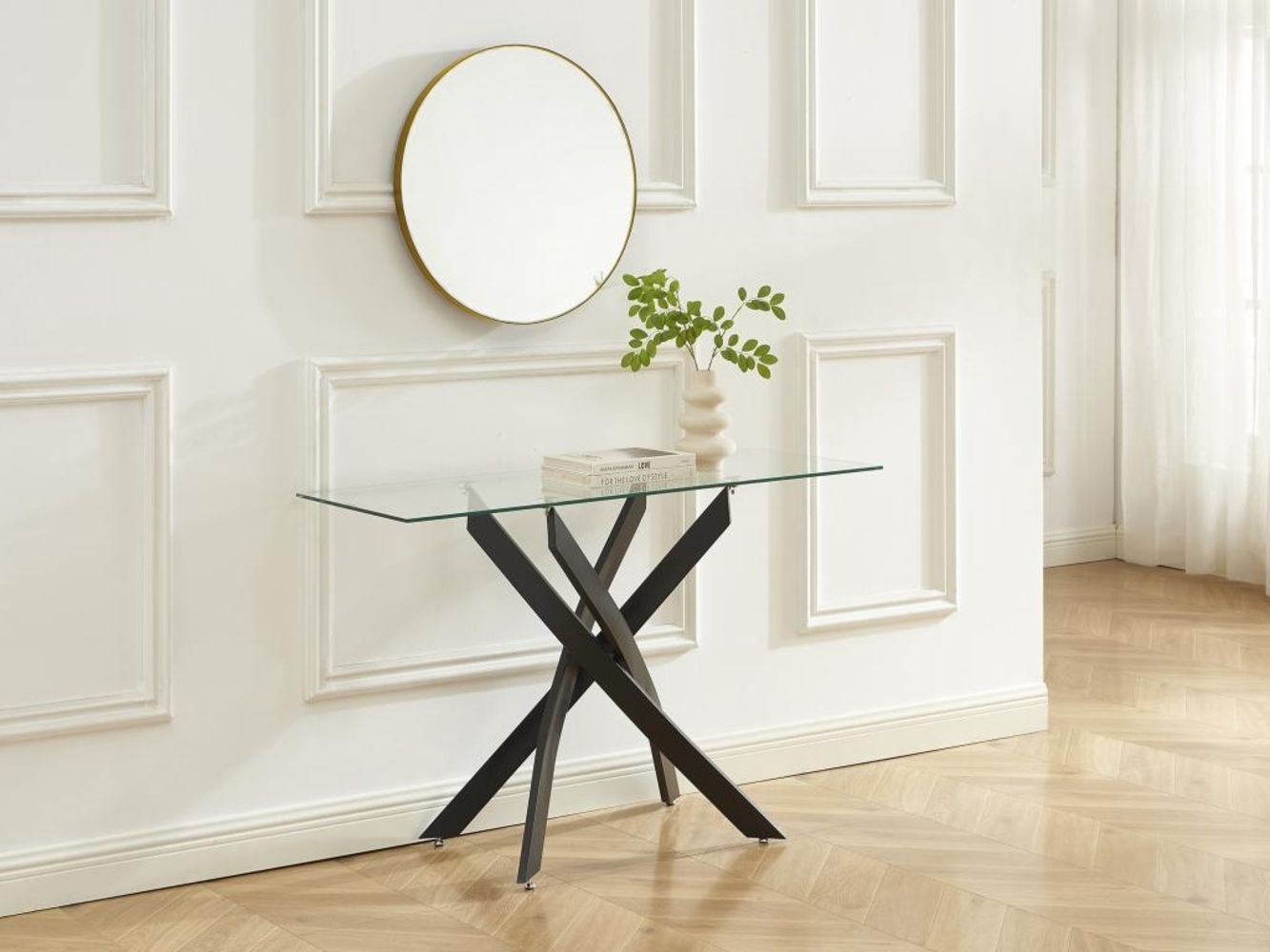 Vente-unique - Wandkonsole - Sicherheitsglas & schwarzes Metall - Transparent - COSIMA Bild 1