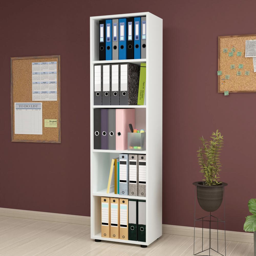 Bücherregal Vara 178x49x30 cm Weiß [en. casa] Bild 1