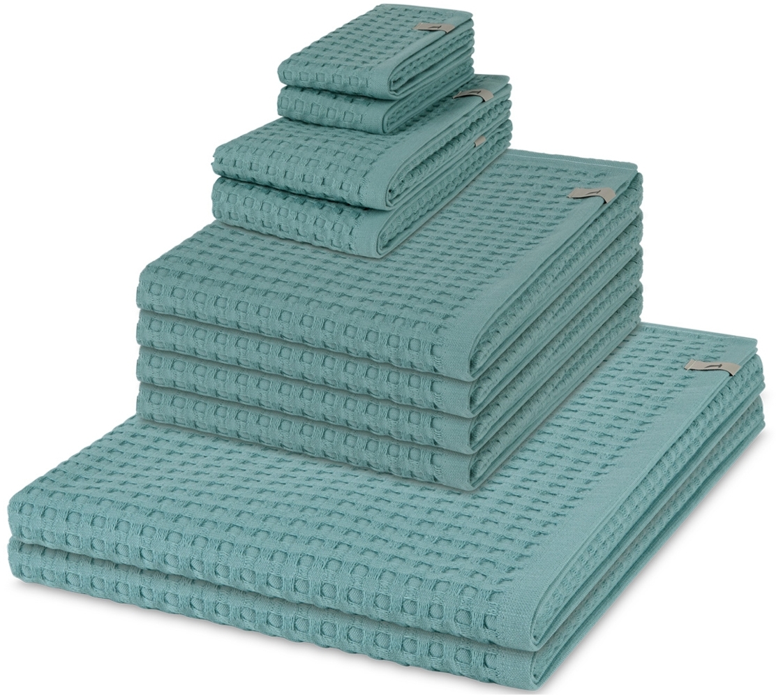 Möve Piquee 8 tlg. Frottier-Set - 2 X Handtuch (50 X 100cm), 2 X Duschtuch (70 X 140cm), 2 X Gästetuch (40 X 70cm), 2 X Seiftuch (30 X 30cm) - 350 - Arctic Bild 1