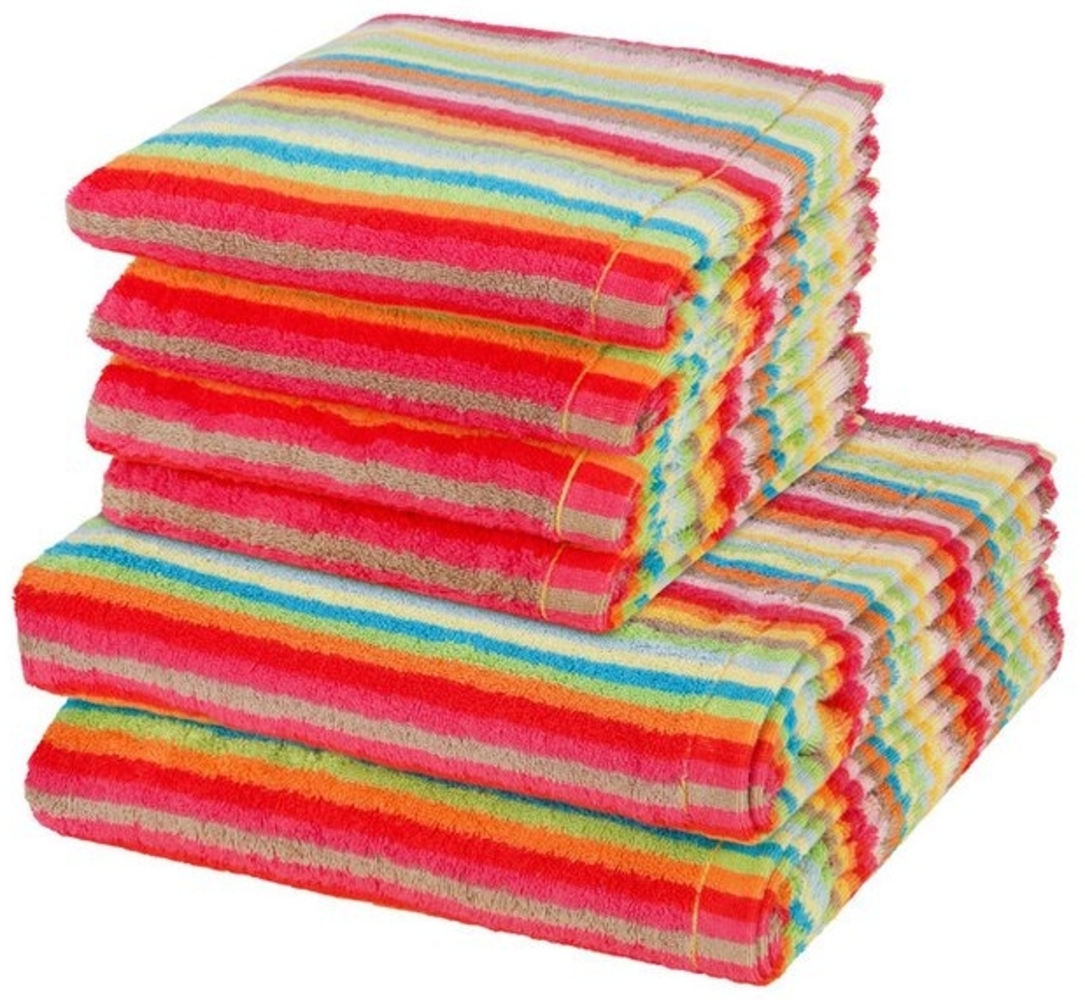 Cawö Lifestyle 6 tlg. Frottier-Set - 4 X Handtuch (50 X 100cm), 2 X Duschtuch (70 X 140cm) - 516 g/m2 - Mehrfarbig Bild 1