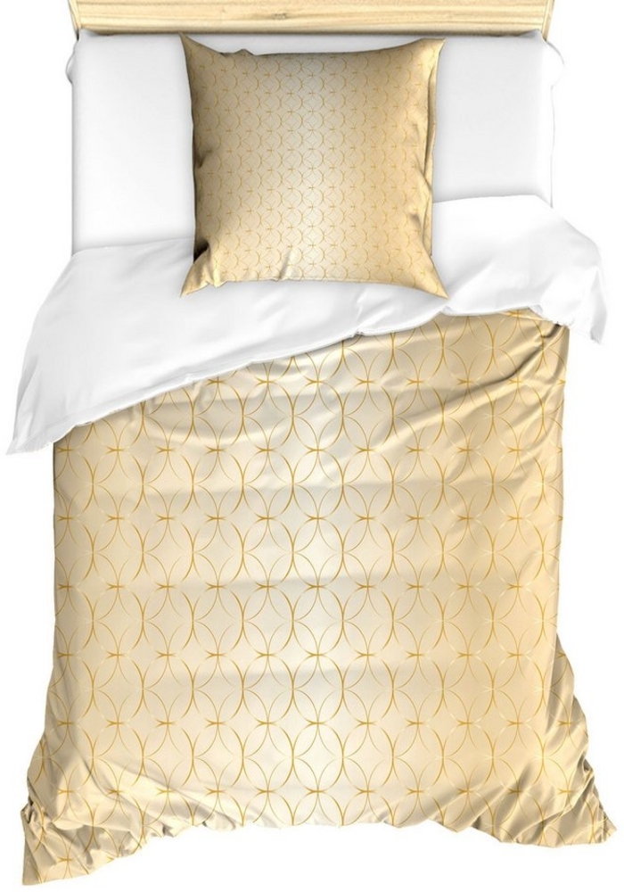 Abakuhaus Bettwäsche Milbensicher Allergiker geeignet mit Kissenbezug, Microfaser, Beige Geometrisches Gold-Muster Bild 1