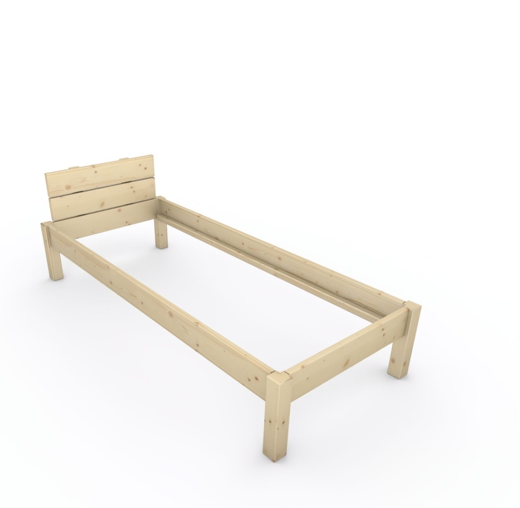 Pfostenbett "metallarm" Fichte Holzbett "Daybett" 80 x 200cm 38cm Einzelbett Bild 1
