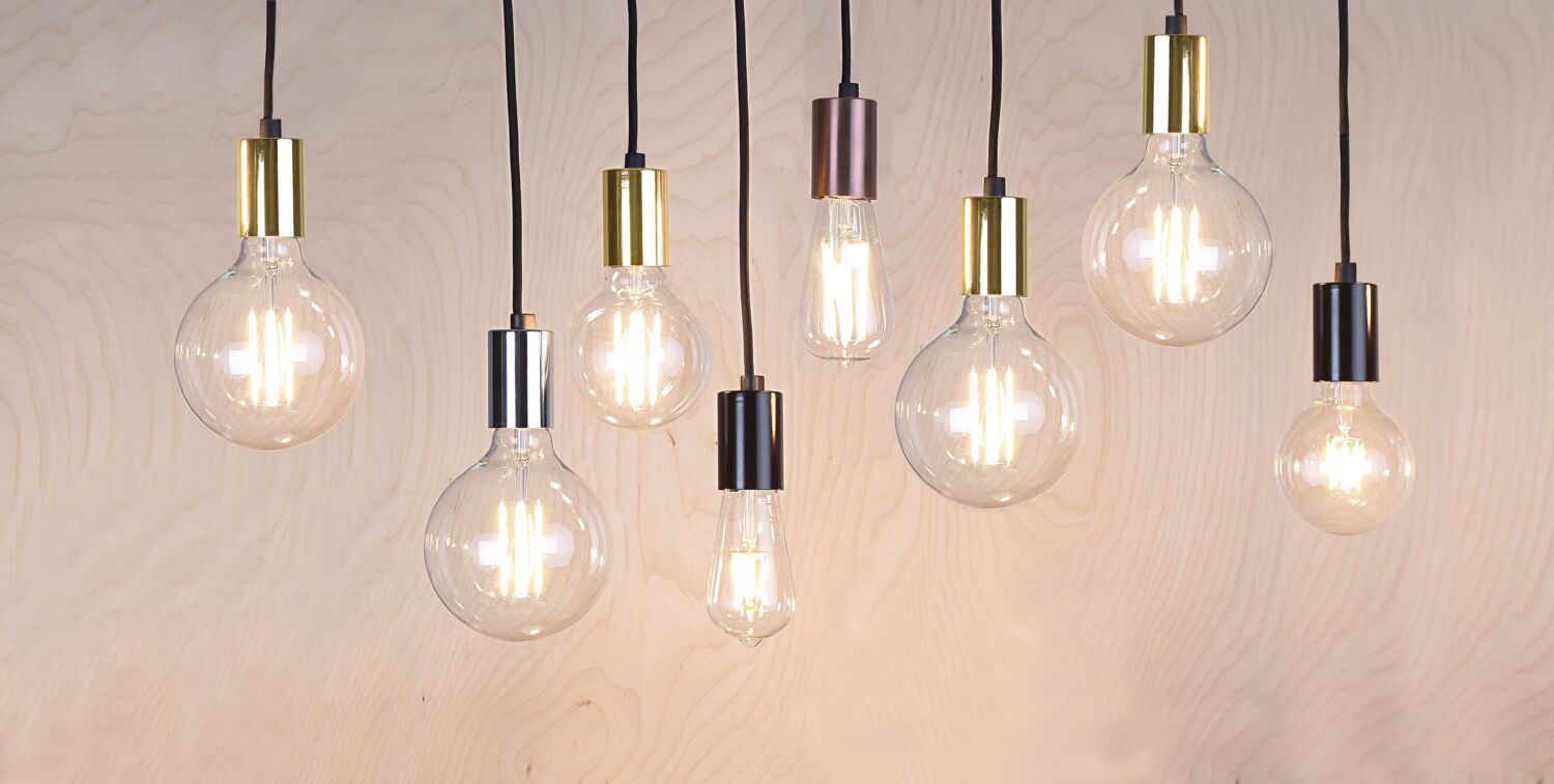 Lampenaufhängung Glans Kabel 3,5 m, E27, messing, schwarzes Kabel Bild 1