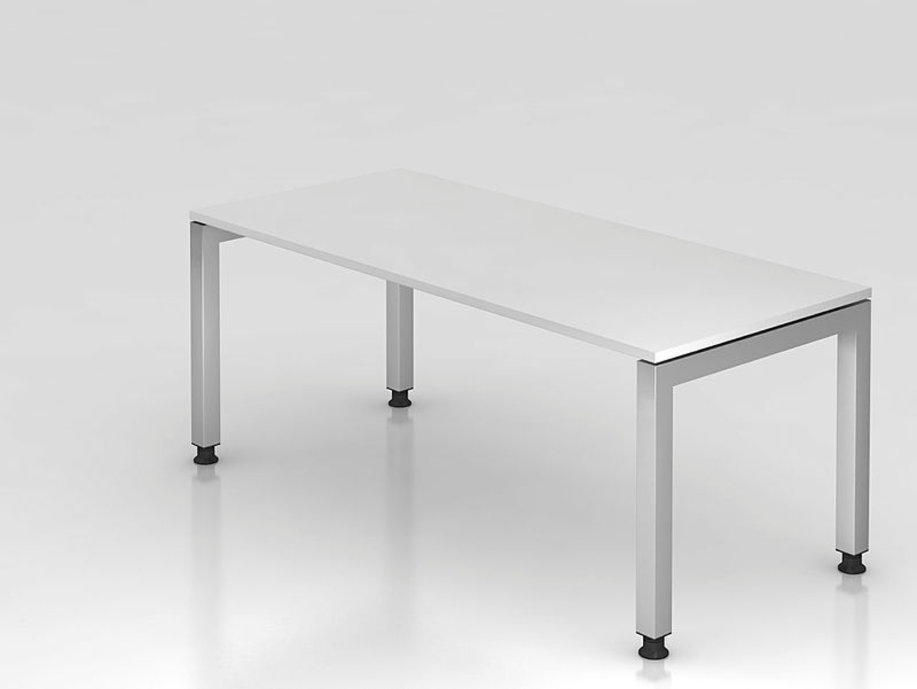 Schreibtisch JS19 U-Fuß eckig 180x80cm Weiß Gestellfarbe: Silber Bild 1