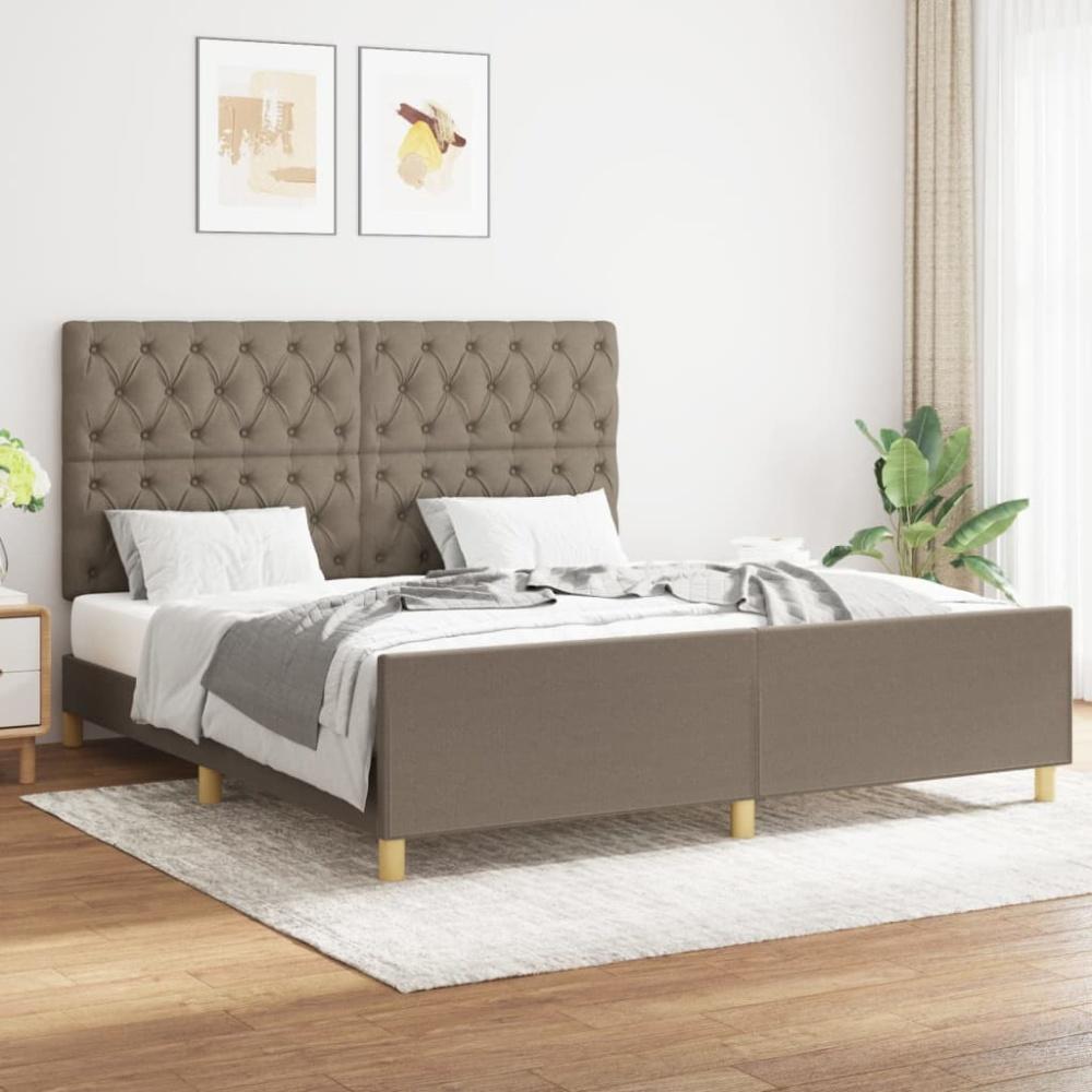 Doppelbett mit Kopfteil Stoff Taupe 160 x 200 cm [3125312] Bild 1