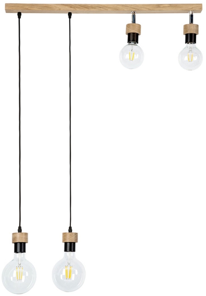 Hängeleuchte, 4-Flammig, Eichenholz, Spots beweglich, L 75 cm Bild 1