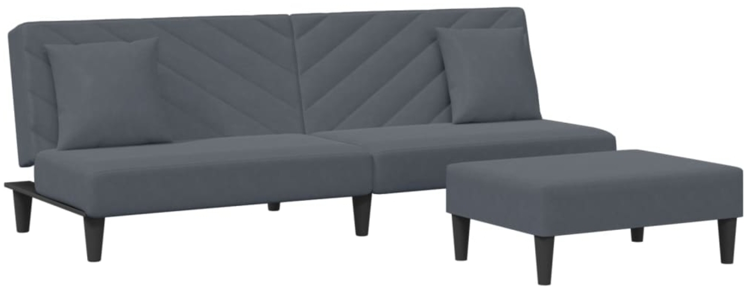 vidaXL 2-tlg. Sofagarnitur mit Kissen Dunkelgrau Samt 3216263 Bild 1