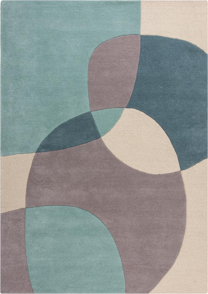 Kadima Design Eleganter Wohnzimmer-Teppich "Aire", 100% Wolle, Farbe: Türkis-Beige, 160x230 cm Bild 1