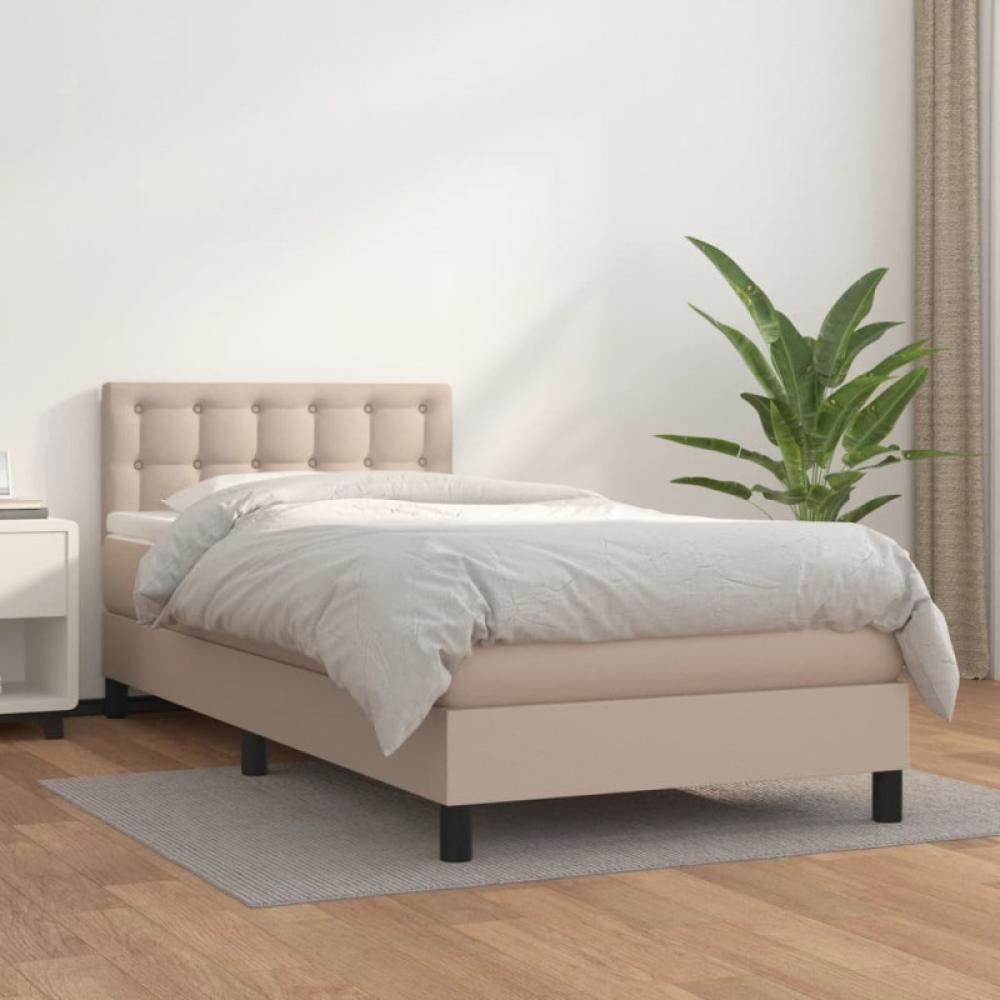 vidaXL Boxspringbett mit Matratze Cappuccino-Braun 80x200cm Kunstleder, Härtegrad: H2 [3141094] Bild 1