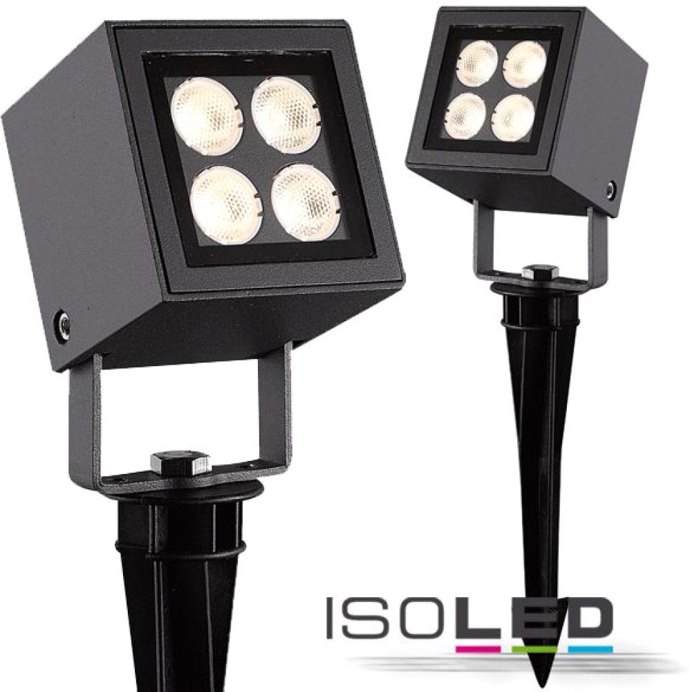 ISOLED LED Aussenstrahler Cube IP65, 4x2W CREE, anthrazit, warmweiß Bild 1