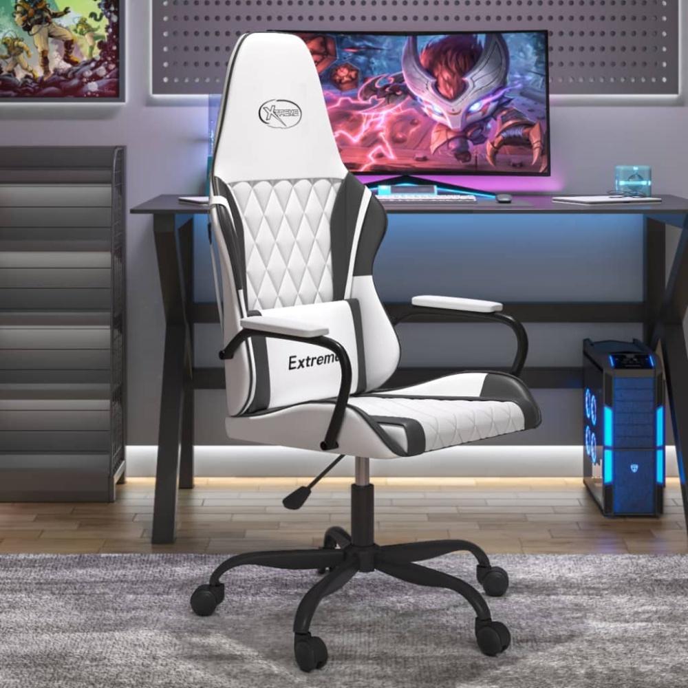 vidaXL Gaming-Stuhl mit Massagefunktion Weiß und Schwarz Kunstleder 345543 Bild 1