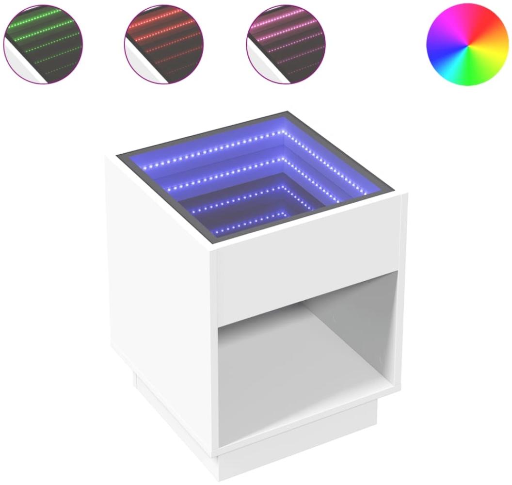 vidaXL Nachttisch mit Infinity-LED Weiß 40x40x50 cm 3284077 Bild 1