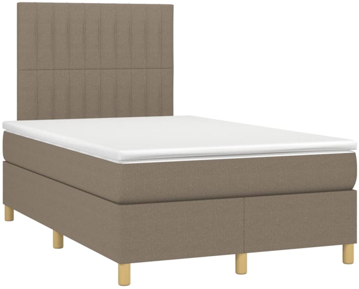 vidaXL Boxspringbett mit Matratze Taupe 120x190 cm Stoff 3269948 Bild 1