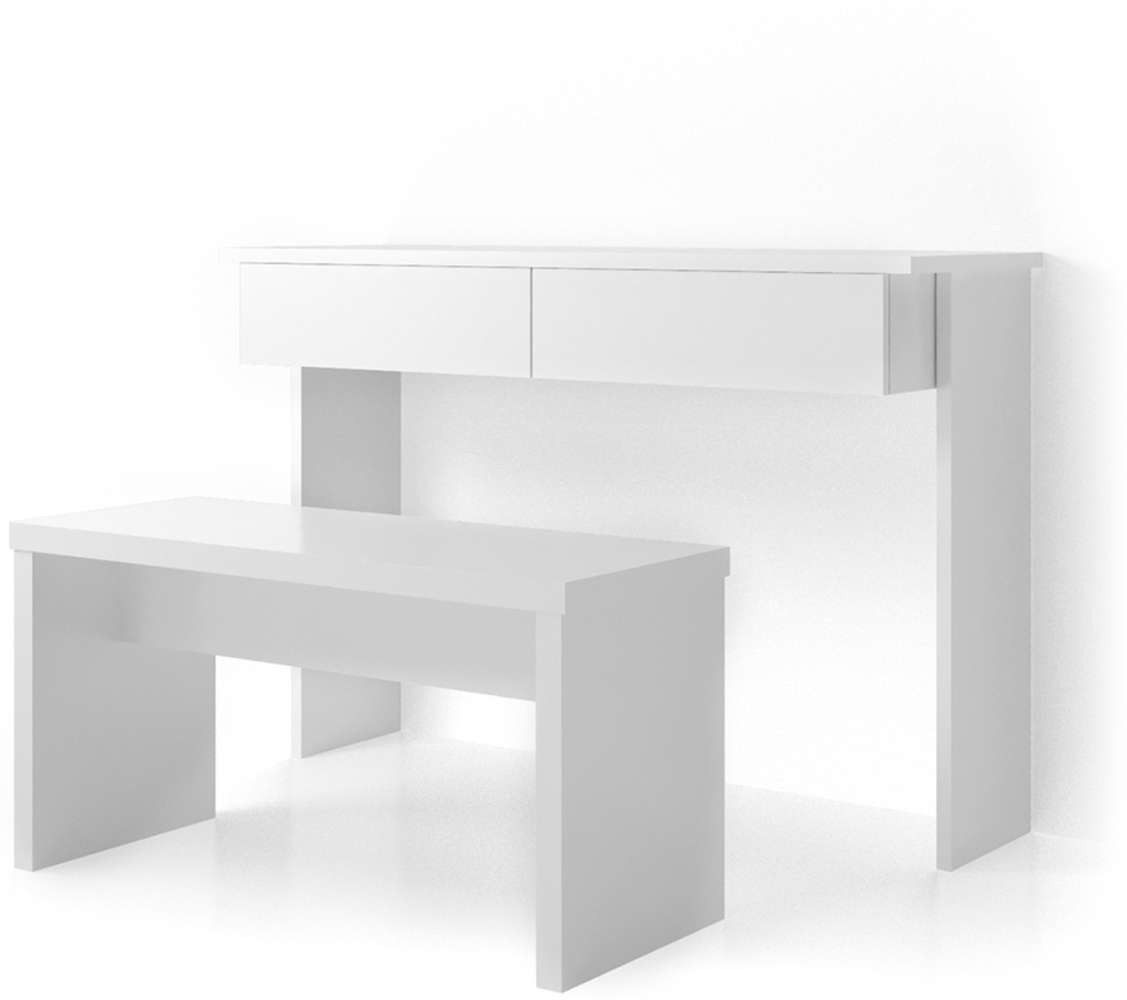 Schminktisch Azur Weiß 120 cm ohne Spiegel, mit Bank Vicco Bild 1