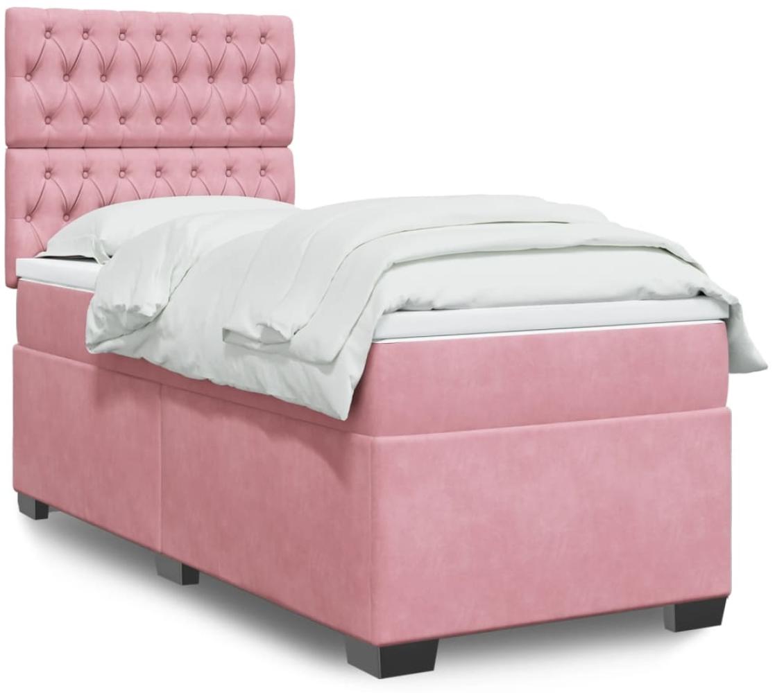 vidaXL Boxspringbett mit Matratze Rosa 90x190 cm Samt 3293097 Bild 1