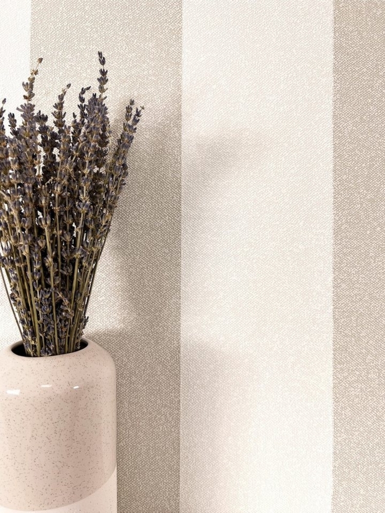 Newroom Vliestapete, Beige Tapete Streifen Streifen - Mustertapete Streifentapete Creme Landhaus Klassisch Struktur für Schlafzimmer Wohnzimmer Küche, Mustertapete, Streifentapete Bild 1