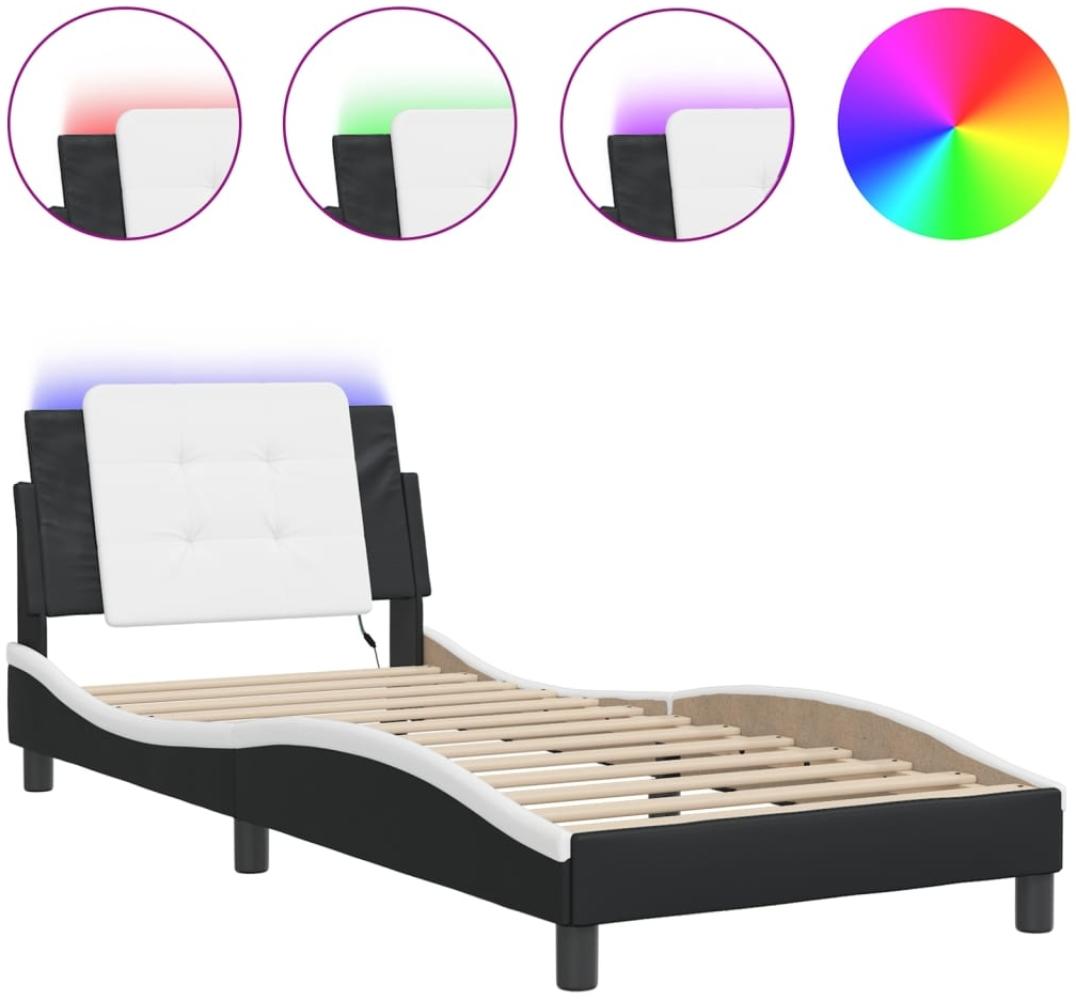 vidaXL Bettgestell mit LED ohne Matratze "Zadar" Schwarz und Weiß 80x200 cm 3214073 Bild 1