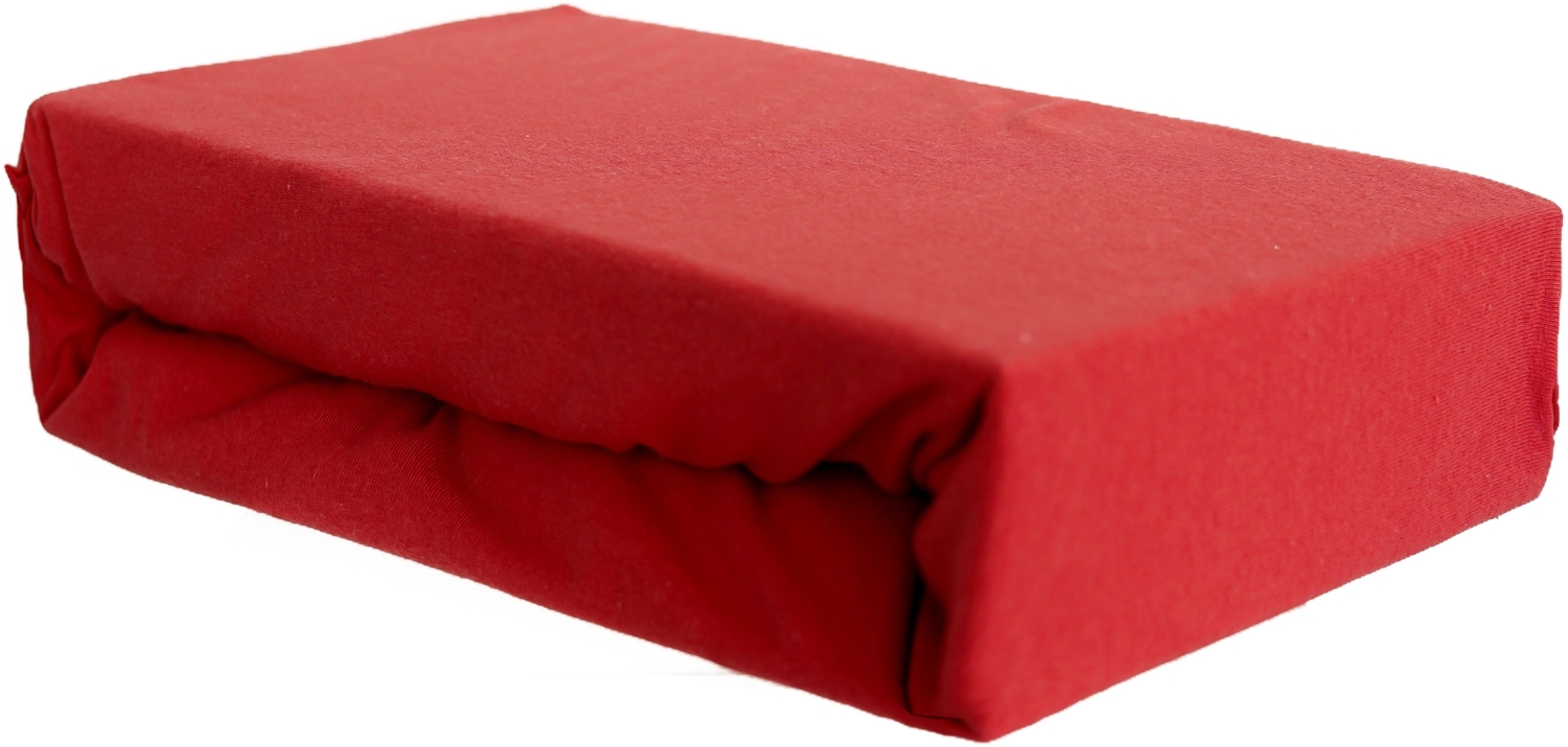 Jersey Spannbettlaken 100% Baumwolle 180-200x200 cm + 25 cm Rundumgummizug Rot Bild 1