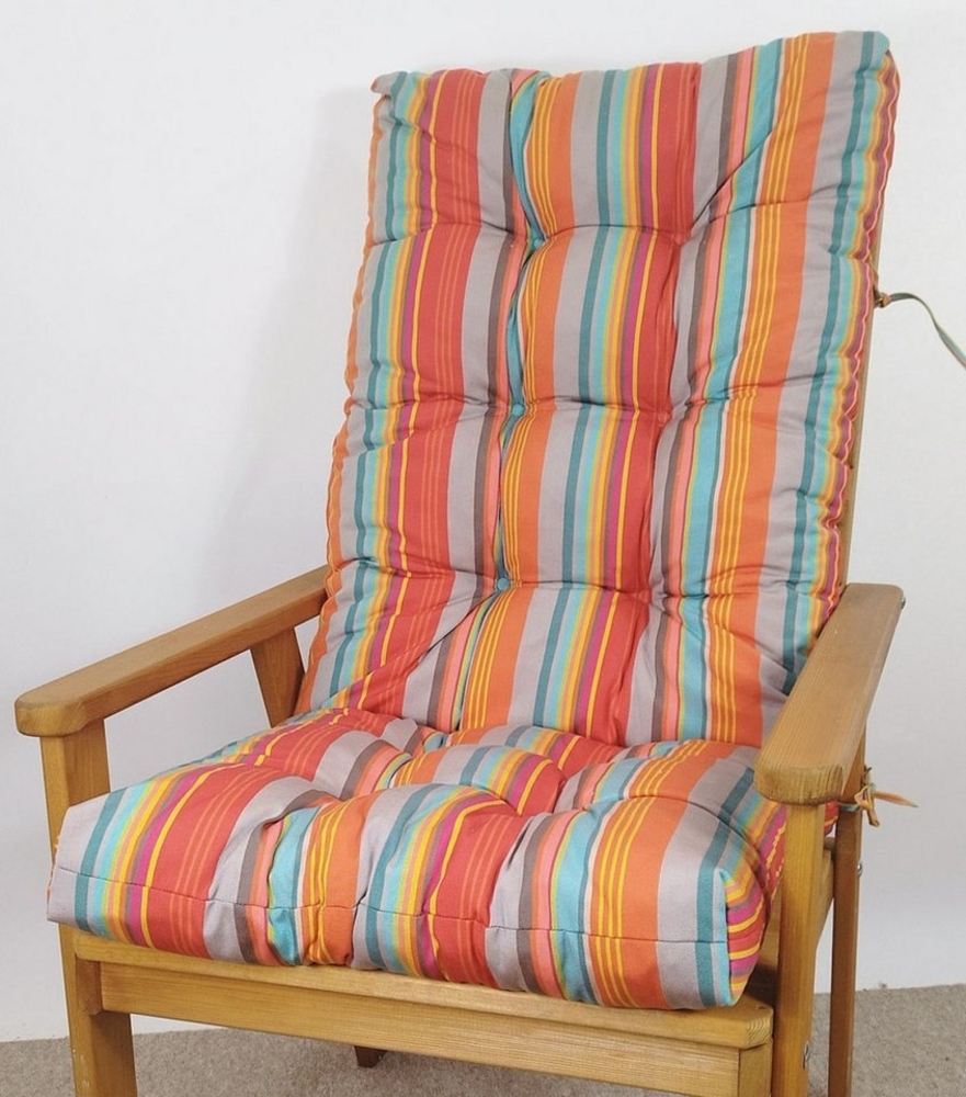 Rattani Hochlehnerauflage Polster für Gartenstuhl Hochlehner Auflage Sevila 120x50 Teflon Caribe, UV-Beständig, Wasserbeständig, Haltebänder, extra dicke Füllung. Bild 1