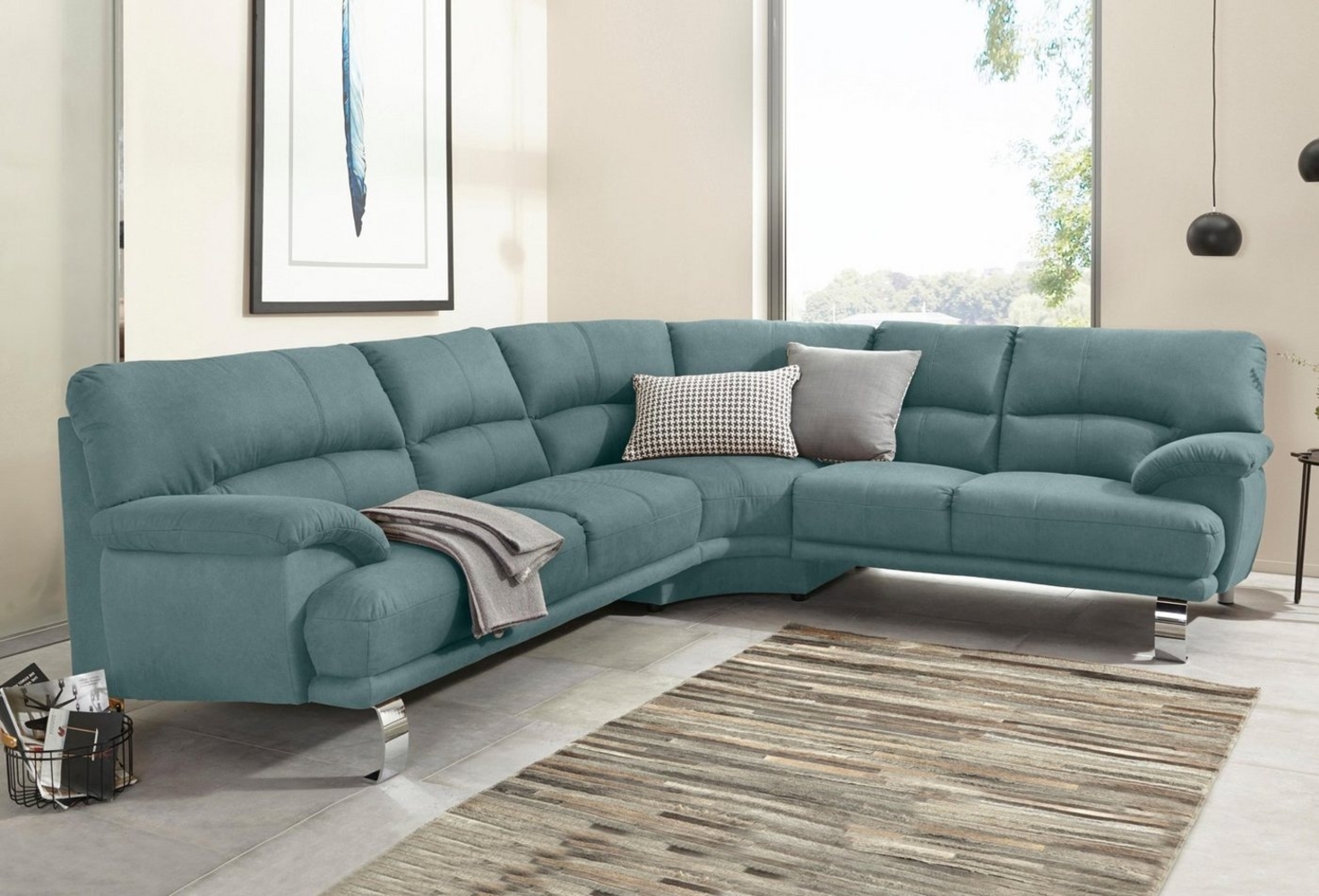 TRENDMANUFAKTUR Ecksofa Cecilia II, in italienischen Design, bequem, hoher Sitzkomfort, L-Form, extrabreite Armlehnen für noch mehr Sitzkomfort Bild 1