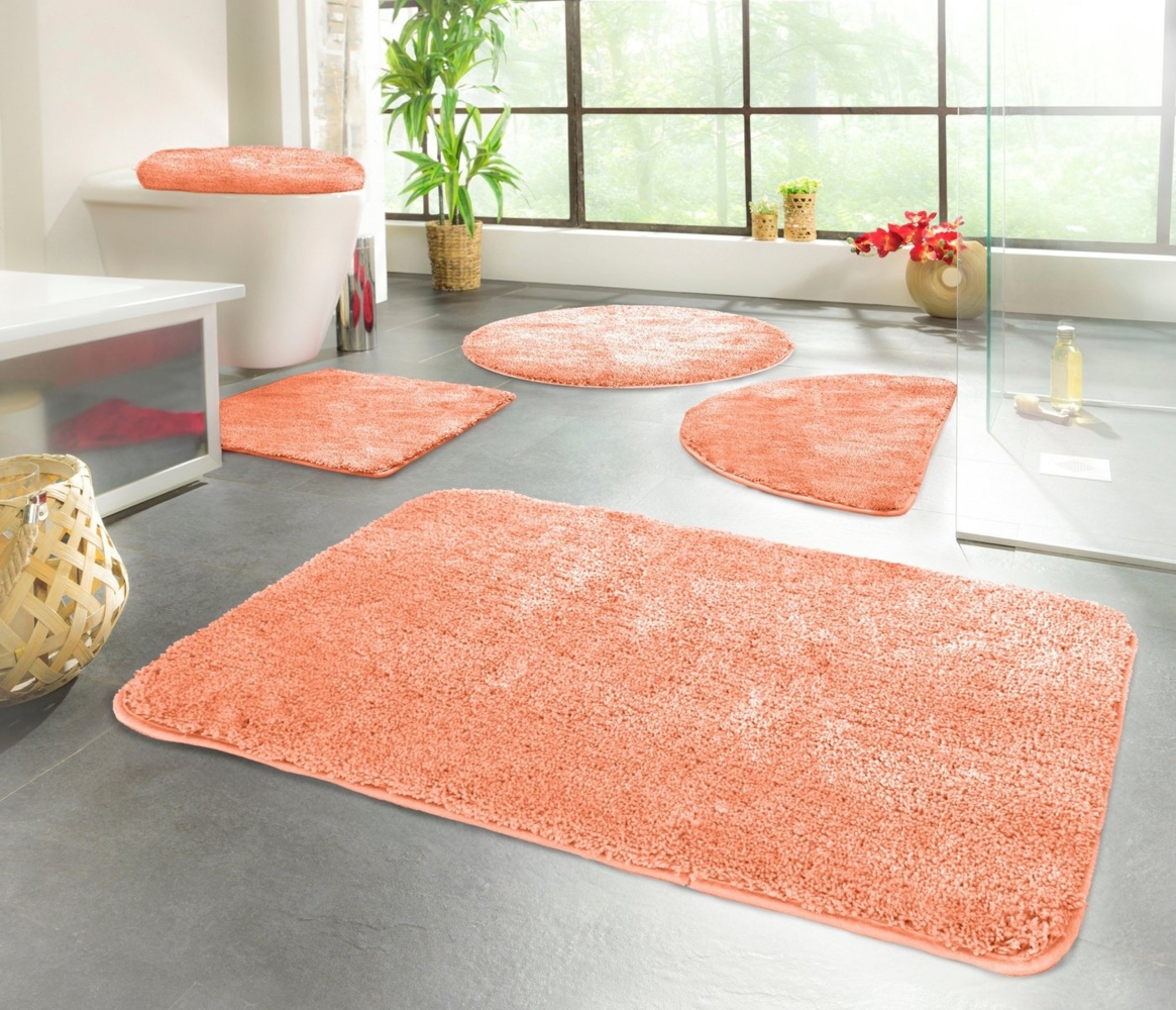 KiNZLER Badematte Chaozhou, Höhe 20 mm, rutschhemmend beschichtet, fußbodenheizungsgeeignet, Polyester, rechteckig, 2er-Set rechteckig 55x50 cm / rechteckig 50x80 cm, Badteppich, Uni Farben, weich, als rechteckig, rund & Set erhältlich Bild 1