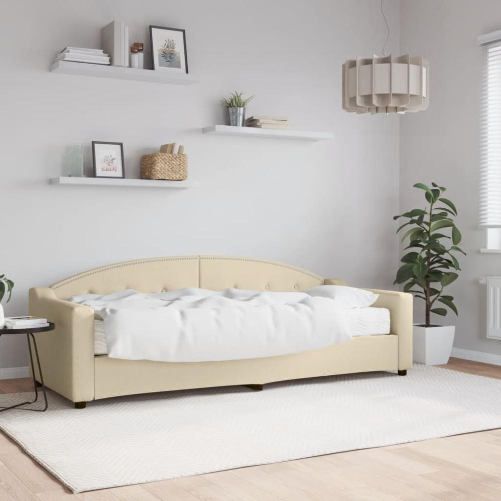 vidaXL Tagesbett mit Matratze Creme 80x200 cm Stoff 3197511 Bild 1