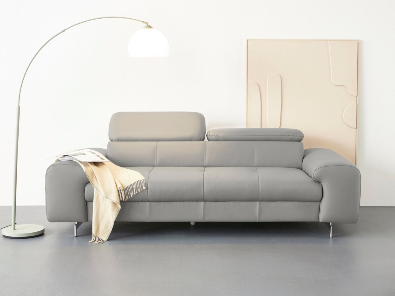 COTTA 3-Sitzer Chef, Big-Sofa mit Kopfteilverstellung, edle Metallkufen Bild 1