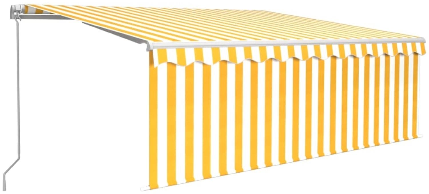 vidaXL Markise Manuell Einziehbar mit Rollo 4x3 m Gelb & Weiß 3069298 Bild 1
