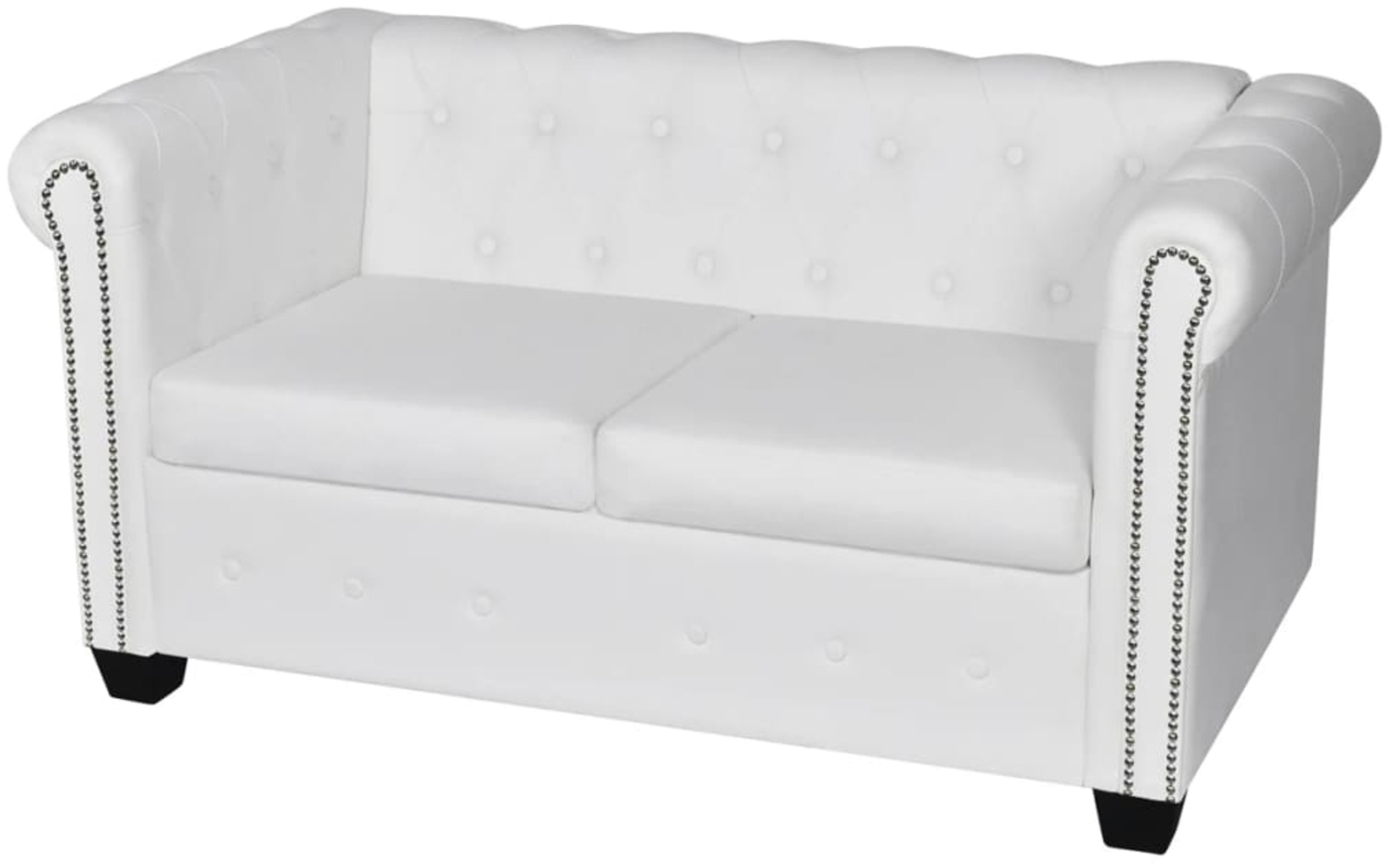vidaXL Chesterfield-Sofa 2-Sitzer Kunstleder Weiß 242371 Bild 1
