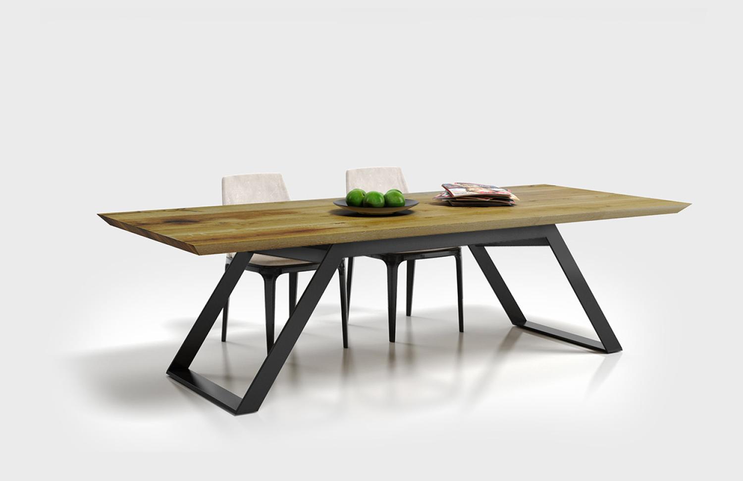 Esszimmertisch Fold Plus 175/225x80 cm Eiche Massiv Gestell Metall Ausziehbar Bild 1