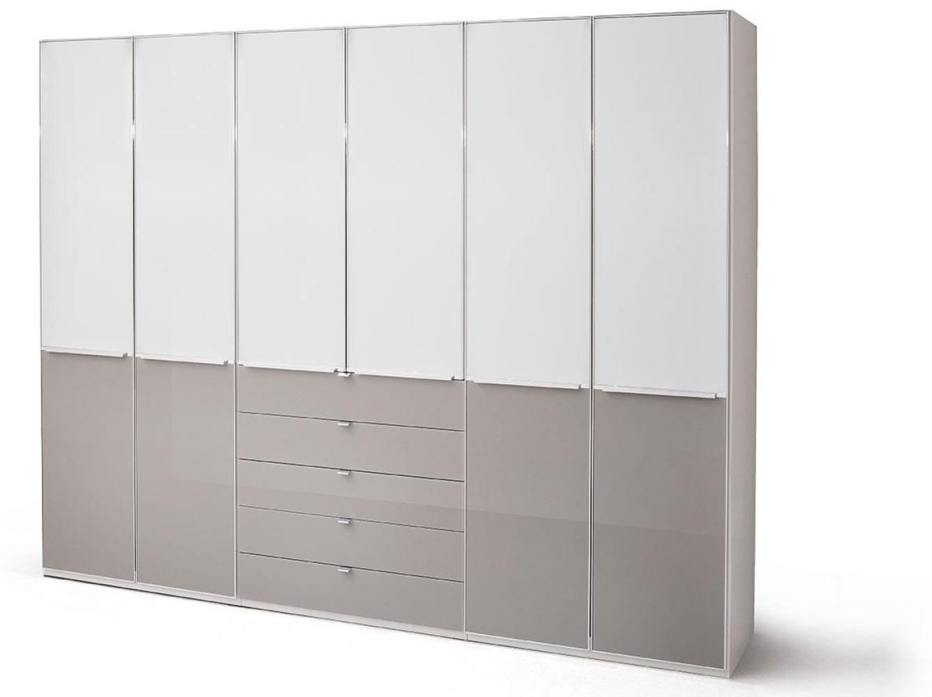 Schlafzimmer Set SHANGHAI weiß und Kieselgrau mit Glas 4-tlg Bild 1