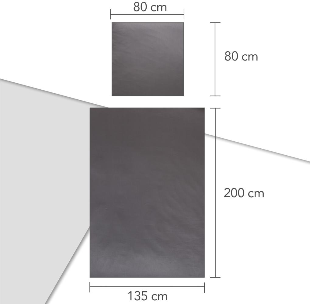 La Vida Satin Bettwäsche Set Uni mit Deckenbezug in 135x200 cm + Kissenbezug 80x80 cm in ANTHRAZIT Dunkelgrau aus Baumwolle + Reißverschluss | ÖkoTex Zertifiziert | seidige Schlafzimmer Einrichtung Bild 1