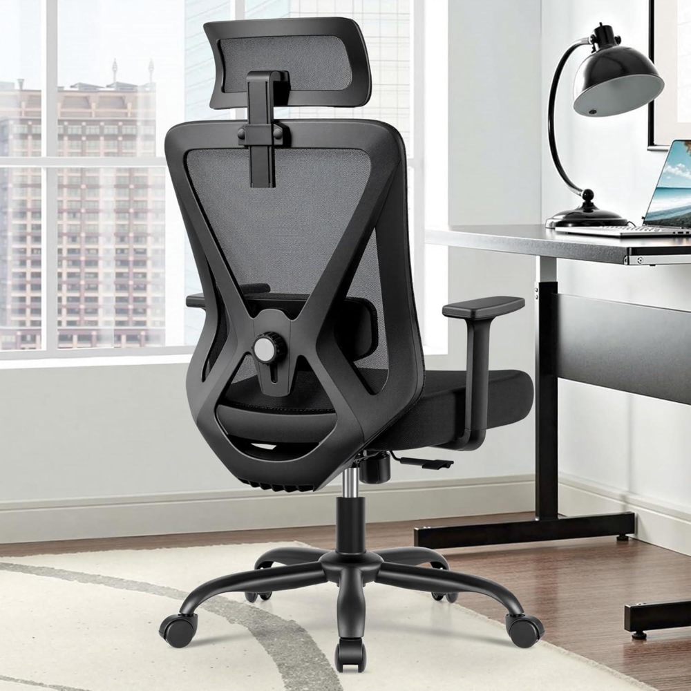 Ergonomischer Bürostuhl Verstellbare Kopfstütze Lendenwirbelstütze Bild 1