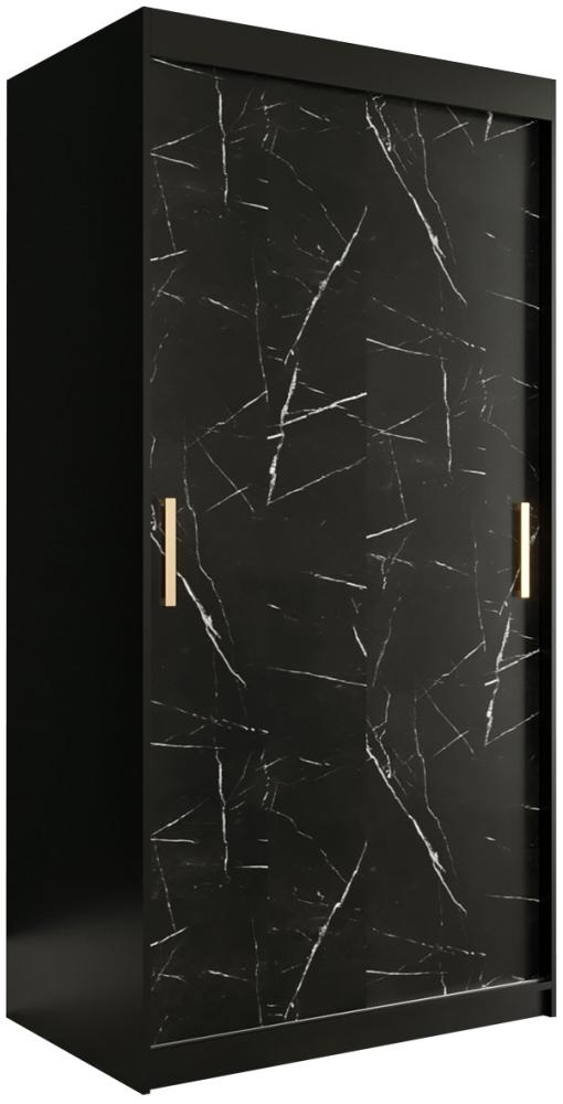 Kleiderschrank Kamoga T 100 (Schwarz / Marmor Schwarz + Gold, mit Schubladen) Bild 1