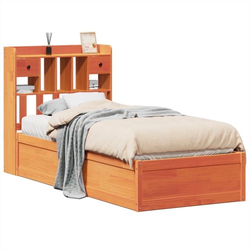 vidaXL Massivholzbett ohne Matratze Wachsbraun 100x200 Kiefernholz 3323502 Bild 1