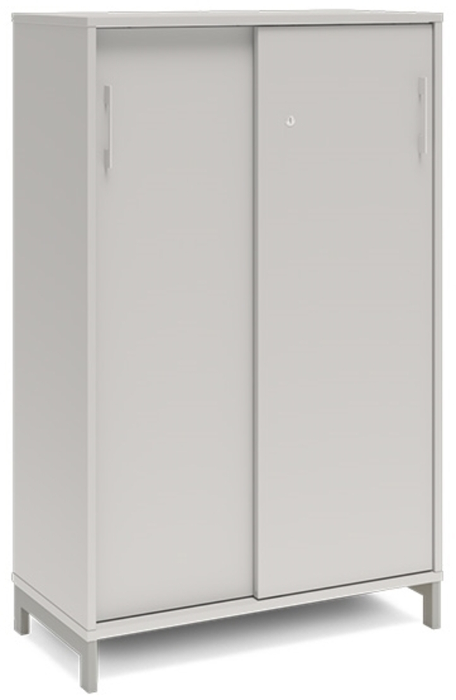 Büroschrank DNA 800x1275 mm Hellgrau/Schwarz Schiebetür 3A4 Bild 1