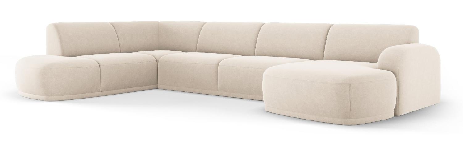 Micadoni Panorama Ecksofa Erin 5-Sitzer Links Samtstoff Beige Bild 1